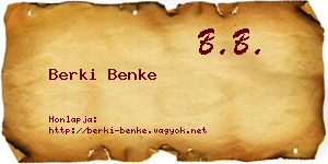 Berki Benke névjegykártya